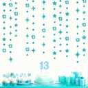 Teal Blue 13th Birthday Decorations Number 13 Circle Dot Star Garland Glitter Streamer Banner Backdrop for Girls Boys Official Teenager Cheers to 13 Years Old Birthday 13th Anniversary Party Supplies