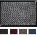 Heavy Duty Front Door Mat - Washable Welcome Floor Mat for Inside & Outside, High Traffic Area Shoe Scraper, Black & Grey, 61 X 91 Cm