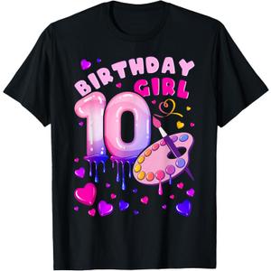 10th Birthday Girl 10 Years Painting Number 10 T-Shirt, S