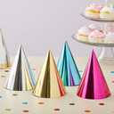BLUE PANDA Party Hats - 50 Pack, Metallic Blue/Green/Gold/Silver/Hot Pink, Cone - Bulk Set for Kids & Adults