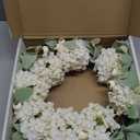 Hydrangeas Wreaths for Front Door Decor, 20" Artificial White Hydrangea Macrophylla Wreath Decorations for Spring Summer Home Door Window Outside Wall Indoor Outdoor Porch and Wedding Party