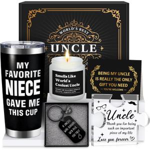 Uncle Gifts from Niece Nephew Uncle Birthday Gifts for Men Funcle Gift Ideas for Best Uncles from Kids Funny Promoted to Great Uncles Announcement Gift Box for Christmas, Happy Birthday, Fathers Day