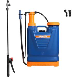 WKS1516 4.2 Gallon Backpack Sprayer with Manual Pump, 3 Optional Nozzles, Padded Shoulder Strap, for Pests & Weeds, Watering, and Spraying Plants