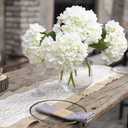 PARTY JOY 5PCS 15.4In Artificial Hydrangea Silk Flowers Bouquet Faux Hydrangea Stems for Wedding Centerpieces Home Decor (White, 5)
