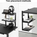 Spacrea clamp on Desk Shelf, 2 Tier Office Desk Shelves Organizer, Wood Desktop Supplies Storage Rack, Desk Organizers and Accessories (Black)