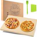 Pizza stone,20" x 13.5" Large Rectangular Pizza stone for Oven and Grill, Heavy Duty Cooking Stone Includes Free Plastic Scraper, Silicone Brush, Cordierite Baking Stone for Pizza, Bread, BBQ