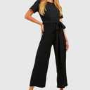 CHERFLY Jumpsuits for Women Dressy Summer Formal Outfits Halter Elegant Overalls 2025, (Jet Black, Large)