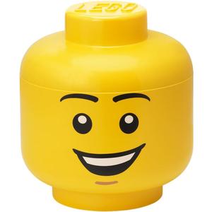 LEGO Iconic Storage Head Large, Stackable Storage Box, 8,5 L, Yellow, Happy Boy