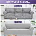 Joccun Stretch Loveseat Couch Cover Slipcover, 1-Piece Sofa Cover for 2 Cushion Couch Spandex Jacquard Washable Furniture Protector Cover for Living Room,Kids,PetsLoveseat,Silver