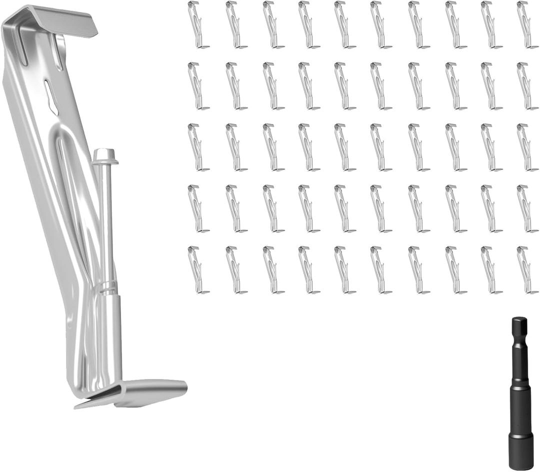 5 Inch Heavy-Duty Gutter Hangers, Rain Gutter Hangers with a Pre Inserted Rust Resistant Screw, Stainless Steel Supports - Rustproof, Easy Installation for 5 K-Style & Half-Round Gutters (50)