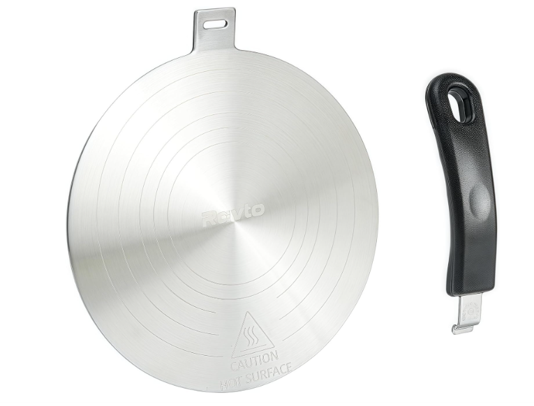 Ravto 9.45 Inch Stainless Steel Induction Plate Adapter, Cooktop Heat Diffuser with Detachable Handle,Fire Diffuser for Electric or Gas Stove
