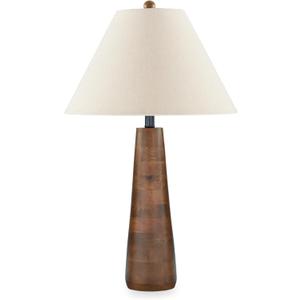 Signature Design by Ashley Danset Contemporary Wood Table Lamp with 3-Way Switch, Light Brown (Wood)