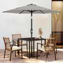 AreShark 7.5FT Patio Umbrella Table Market Umbrella with 6 Sturdy Ribs, Button Tilt/Crank Heavy-Duty Round Outdoor Umbrellas for Garden, Deck, Backyard,and Pool, Foggy Gray
