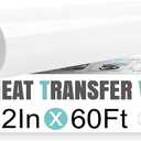 CAREGY Heat Transfer Vinyl White Iron on Vinyl-12 x 60Ft HTV Vinyl Roll Easy to Cut & Weed for Heat Vinyl Design