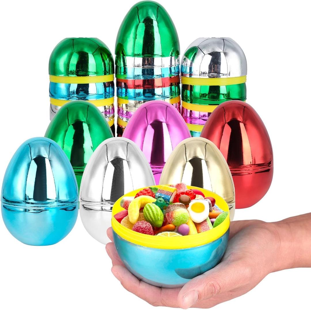 6" Jumbo Easter Eggs, 12 Pieces of 6 Colors Easter Eggs fillable Hunt Activity Pack Snacks Toys and Gifts Basket Stuffers Game Supplies (Special Edition)