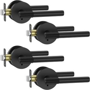 Asidrama 4 Pack Privacy Door Handles with Lock, Black Door Handles Interior for Bedroom or Bathroom, Heavy Duty Door Lever with Reversible Interior Door Handle for Left Right Sided Doors