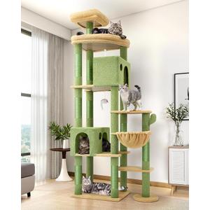 Globlazer Cactus Giant Cat Tree for Indoor Large Cats, 83in, F83, Green
XXL Cat Tower with 9 Scratching Posts for 20lb+ Heavy Duty Large Adult Cats