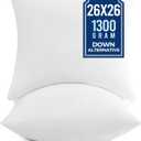 puredown Euro Pillow Inserts, 26 x 26 Inch Fluffy Throw Pillow Inserts Filled with Plump Stuffer, Square Decorative Pillows for Couch, Sofa, Bed and Home Decor