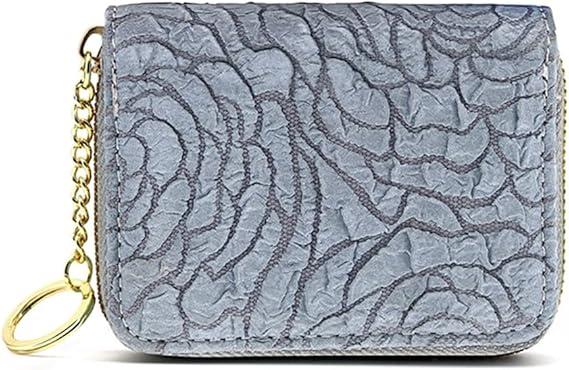 Ladies Purse Wallet, PU Leather Purse with Multiple Card Slots and Compartments, Lady Credit Card Holder with Zipper, Solid Color Wallet for Women, Girls (Light Blue)
