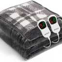 JKMAX Heated Electric Blanket Queen Size - 84"x90" Flannel Heating Blanket with 10 Heating Levels & 5 Time Settings Over-Heat Protection, Winter Warmer for Adults with ETL CertificationGrey