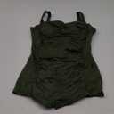 Sovoyontee Women's One Piece Tummy Control Swimwear Boyleg Ruched Swimsuit (Medium, #02 Army Green Shoulder Style)