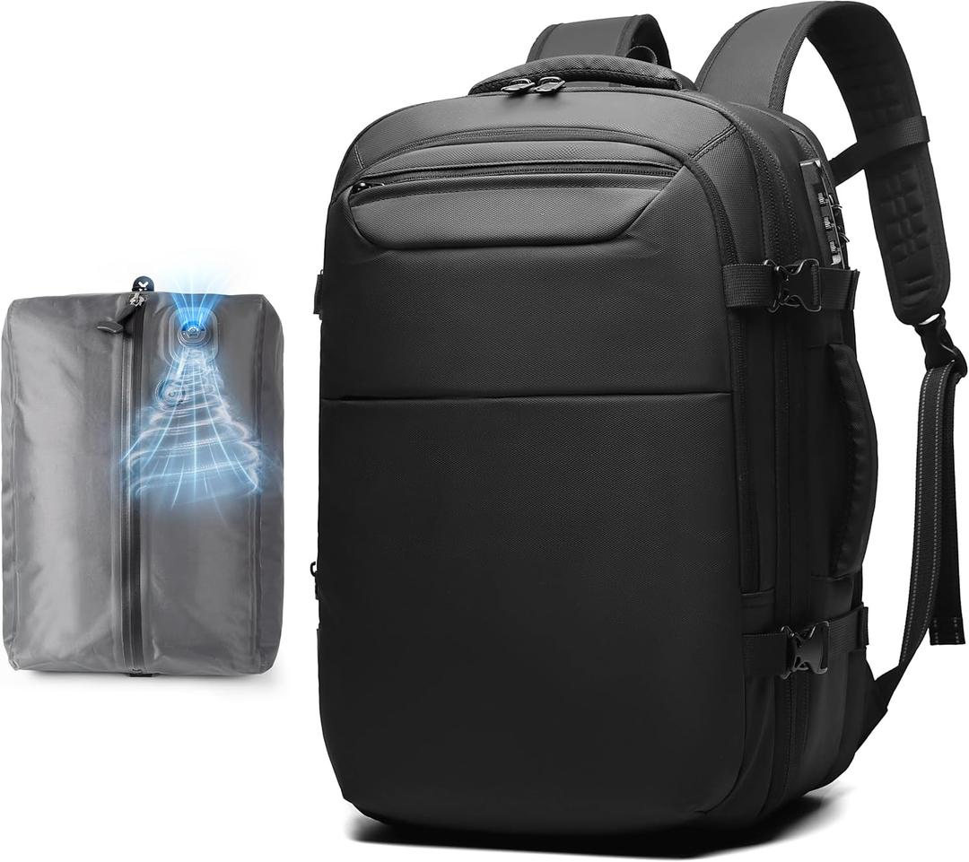 Joryin Air Vacuum Backpack for Travel with Built-in Air Pump, 80L Expandable Backpack Vacuum Compression Bag with TSA Lock Waterproof Carry On Large Travel Bag for Airline Laptop Backpack