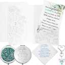 Unittype 5 Pcs Something Blue Gift for Bride Mother to Daughter Wedding Gifts, to My Daughter Handkerchief Blue Pearl Keychain Compact Mirror Charm Present Card for Bride Keepsake from Parents