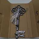 Comfify Cast Iron Skeleton Key Holder - Decorative Farmhouse Rustic Wall Mount Key Organizer - 3 Key Hooks - Vintage Key Rack for Entryway with Screws & Anchors  10.8 x 4.7 - Silver with Black