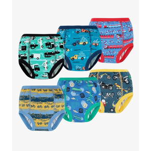 MooMoo Baby 6 Packs Potty Training Underwear Absorbent Vehicle Training Pants for Toddler Boys Pee Pants 3T