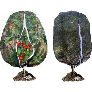 Fruit Tree Netting, RIFNY 5.85 x 3.9 FT Blueberry Bush Netting Cover with Zipper Drawstring, Outdoor Mosquito Net Garden Netting Cover Protector Plant from Birds Cicadas Animals Insect (2 PCS, Black)