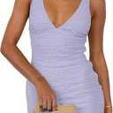 Summer Bodycon Dresses for Women Sexy Deep V Neck Short Dress (L)