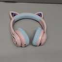 iClever Cat Ear Kids Bluetooth Headphones, LED Lights Up, 74/85dBA Safe Volume Limited, 50H Playtime,Bluetooth 5.2, USB C, Kids Headphones Wireless for Travel iPad Tablet, Meow Macaron Pink