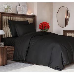 Duvet Cover Twin/Twin XL Size Set - Extra Soft Twin/Twin XL Size Duvet Cover 68 x 90 with Shams - Hotel Luxury and Fade Free w/ Zipper Closures & Ties - Comfy Breathable Bedding Set (Black)