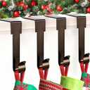 Christmas Stocking Holders for Mantle, 4 Pack Stocking Hangers for Mantel, Non-Skid Stocking Hangers, Lightweight Stocking Hooks for Fireplace Home Party Decor (Nickel)