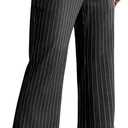 MakeMeChic Women's Striped Dressy Pants Straight Leg Work Office Long Trousers
 S