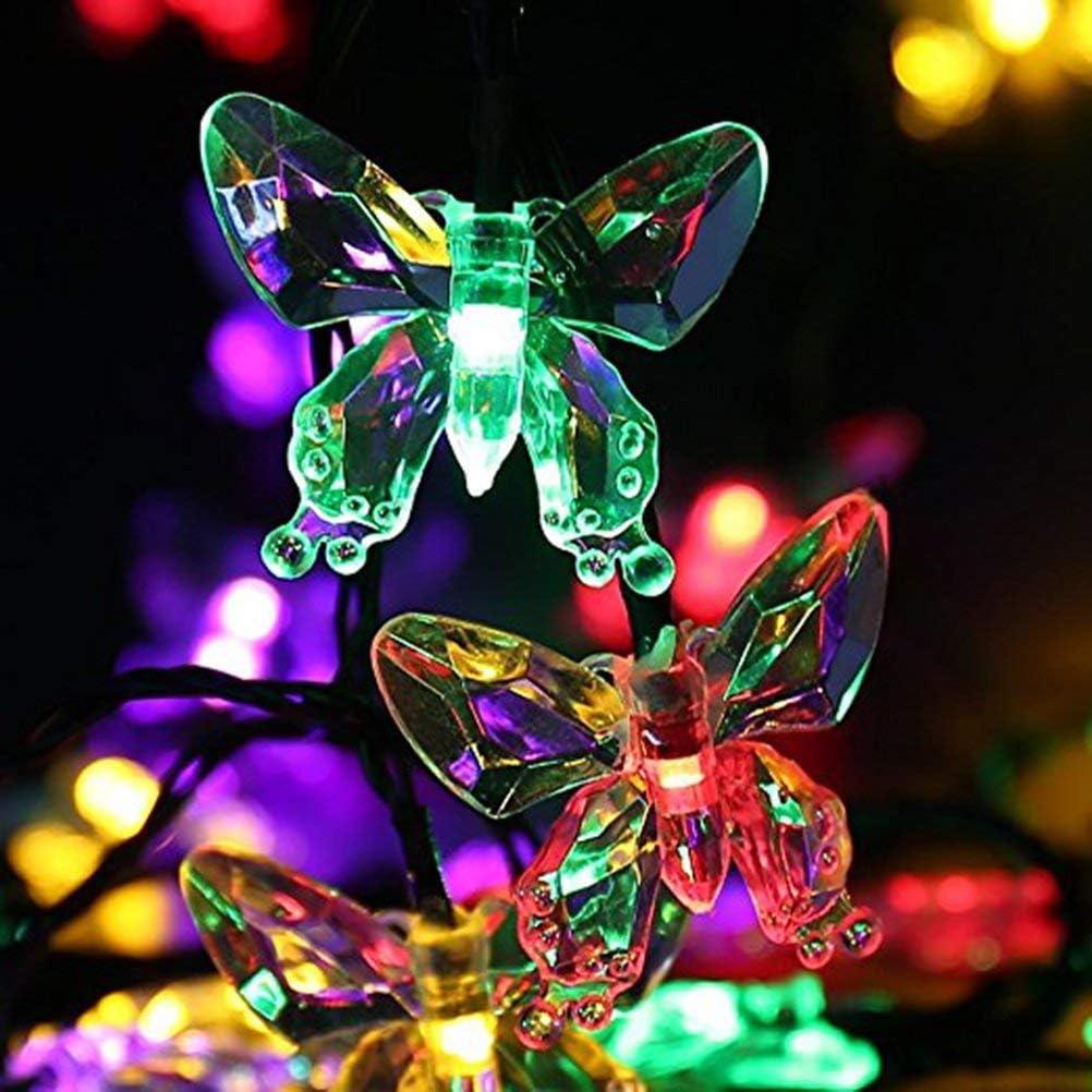 Butterfly String Lights, Waterproof Solar String Lights 16ft 20LED Butterfly Solar Fairy Lights Decorative Lighting for Wedding,Garden,Home,Porch,Lawn,Holiday Decorations (Multicolor)