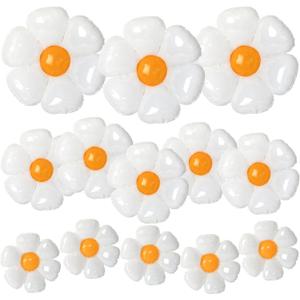 NOVWANG Daisy Balloons, 18pcs White Daisy Flower Balloons Party Decorations for Birthday Wedding Baby Shower Party Decorations SuppliesHuge Balloon X 3, Medium X 5, Small X 10
