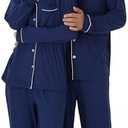 PJGGZ Matching Pajamas for Couples, Button Up Pjs Set for Men and Women Soft Warm Loungewear, L