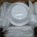 250 PCS Compostable Paper Plates and Utensils Set (EXTRA LONG), White Microwaveable Compostable Dinnerware Set, Disposable Plates, Bowls & Cutlery Includes Forks, Knives & Spoons, 50 Sets Each