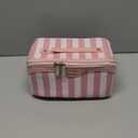 BOYATU Travel Makeup Bag for Women: Large Cosmetic Bag Set of 3 - PU Leather Make up Bag with Compartments - Compact Waterproof Toiletry Bag with Divider & Handle (B-1-Pink)