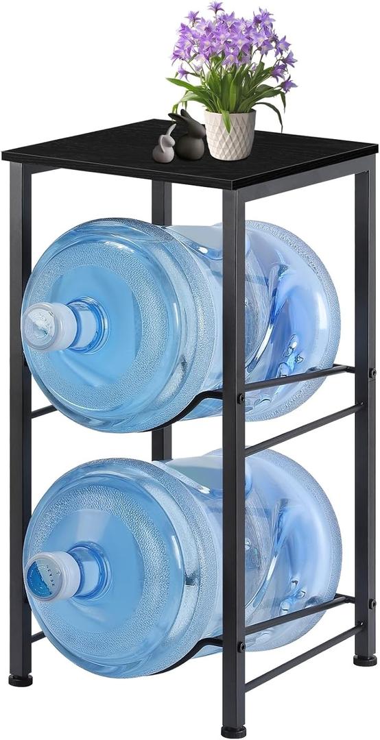 MOOACE 5 Gallon Water Jug Rack, 2 Tier Water Bottle Holder Organizer with Storage Shelves, Water Dispenser Stand Shelf for Office Kitchen Living Room