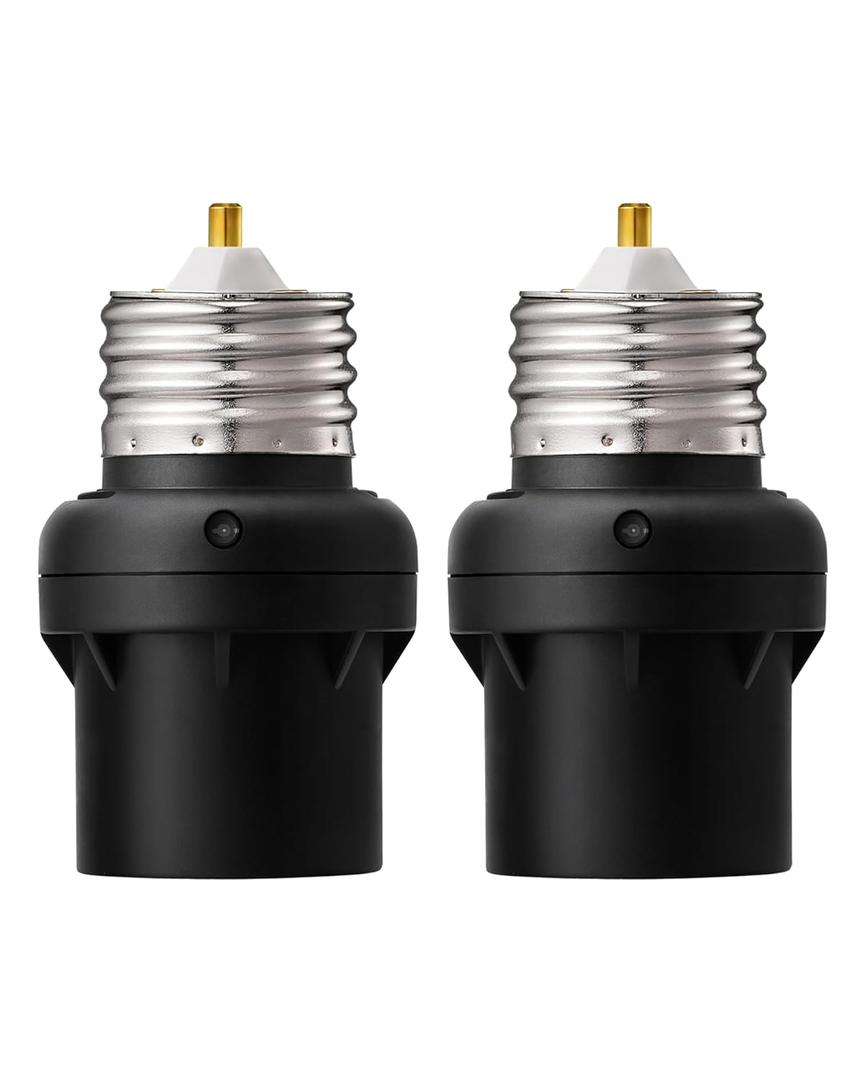 DEWENWILS Light Sensor Socket, Dusk to Dawn Light Socket Adapter, 360 Sensor Rotation, E26/E27 Light Bulb Sockets for Porch Light, Wall Light, Compatible with LED/INC/CFL/Halogen Bulbs, 2 Pack (Black)
