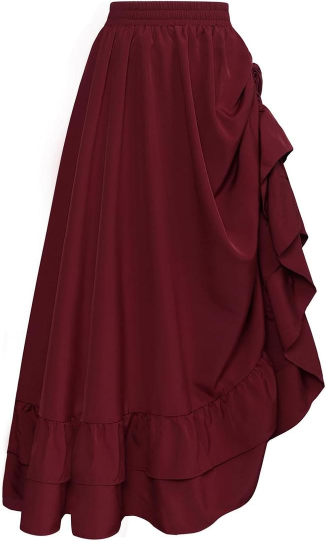 Scarlet Darkness Maxi Skirts for Women Renaissance Skirt Long Flowy Layered Medieval Skirt (Medium)