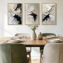 KUVIOKE Navy Blue Framed Wall Art 16x24in Natural Framed, 16 x 24in x 3 Panels Natural