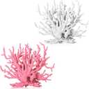 2 Pack Artificial Coral Reef Decor for Aquarium Pink and White Fish Tank Decorations for Landscaping Cute Plastic Ornaments for Terrarium