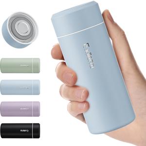 Upgraded Small Insulated Water Bottle 8 oz/250ml Mini Flask for Hot & Cold Drinks, Perfect Small Water Bottle for Travel, Purse...(Greyish Blue)