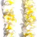 LITTLE FEATHER Large White Flower Leis for Tropical Hawaiian Luau Bridal Shower Party Favors,Pack of 6Pcs