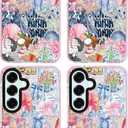 ChiCsFleur for Samsung Galaxy S24 Plus Case, TPU Phone case with Camera Protection for Women Girls Teens - Coastal Collage Pink Bow Disco Ball Y2K Gift Tropical Floral Blue White Aesthetic Unique (MarineOcean)