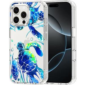 MOSNOVO Case for iPhone 16 Pro Max, [Buffertech 6.6ft Military-Grade Drop Protection] [Anti Peel Off Tech] Clear TPU Bumper Phone Case Cover Design - Sea Turtles