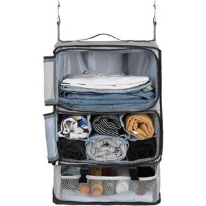 Surblue Hanging Shelves Travel Compression Packing Cube for Carry-on Luggage Suitcase Collapsible Transformable Garment Closet Organizers Large Capacity, Lightgrey, XXL (XXL_14.96*11.47*22.83in)